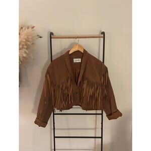 Vintage Brown Suede Fringe Jacket - Boho Chic - Size Small